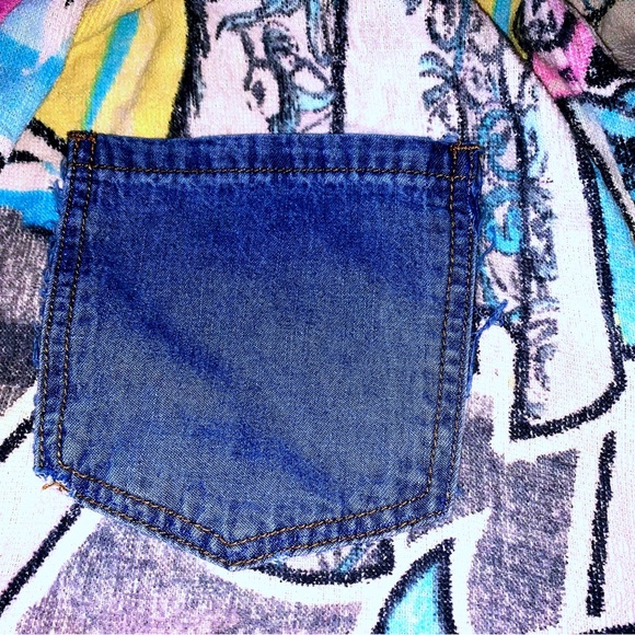 Vintage Monster High Hand Crafted Reworked Terry Cloth Towel Jorts Long Shorts - Picture 5 of 8